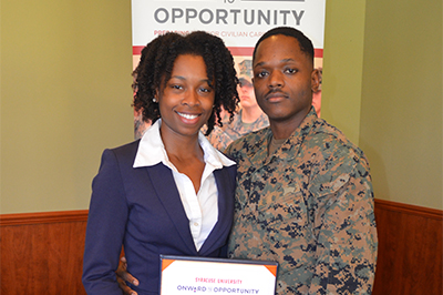 U.S. Army Sgt. Chad Strickfaden at Onward to Opportunity ceremony