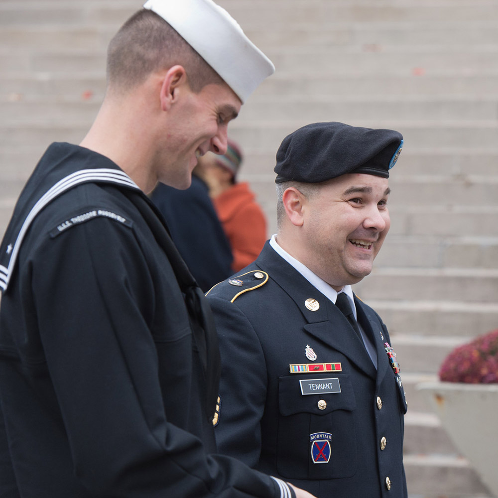 Military soldiers laughing