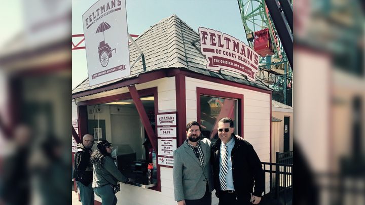 Joe Quinn outside feltman's hotdogs.