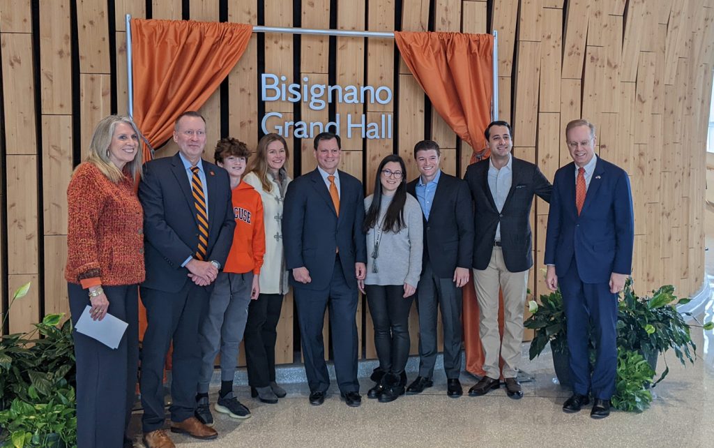 Frank Bisignano and his family along with Mike Haynie, Maureen Casey, and Chancellor Syverud opening NVRC grandhall.
